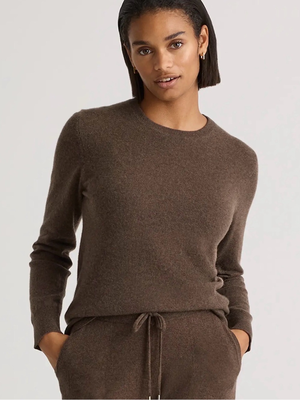 Quince Mongolian Cashmere Crewneck Sweater Brown